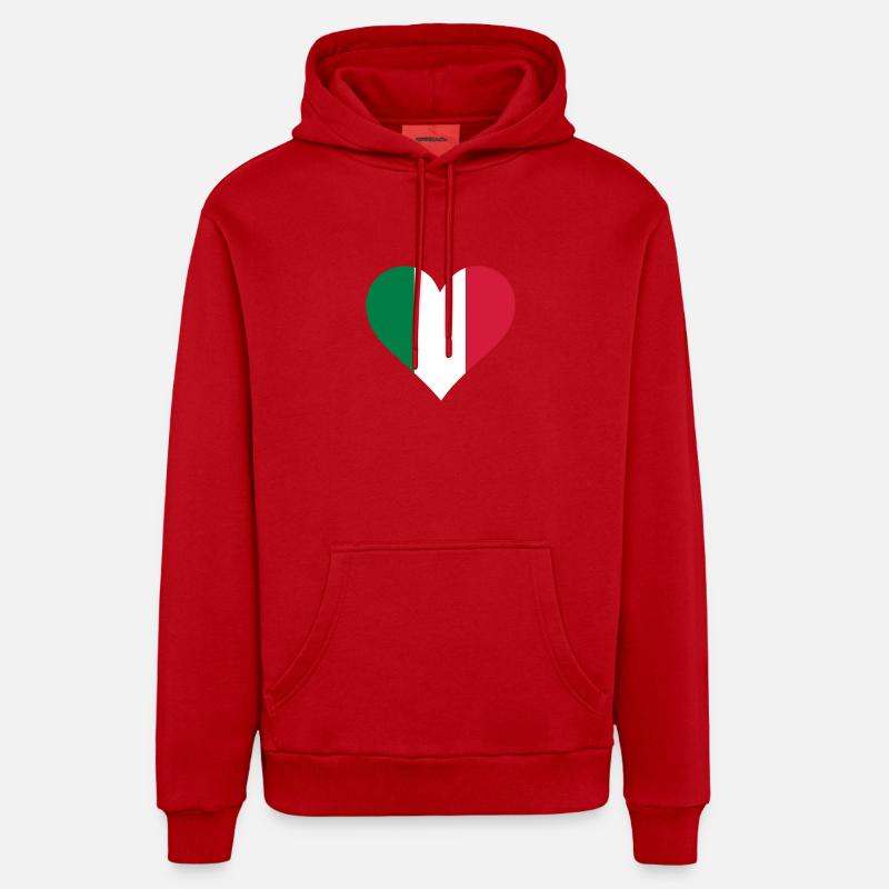 Un coeur pour l'Italie - Sweat à capuche bio décontracté fabriqué en UE - rouge