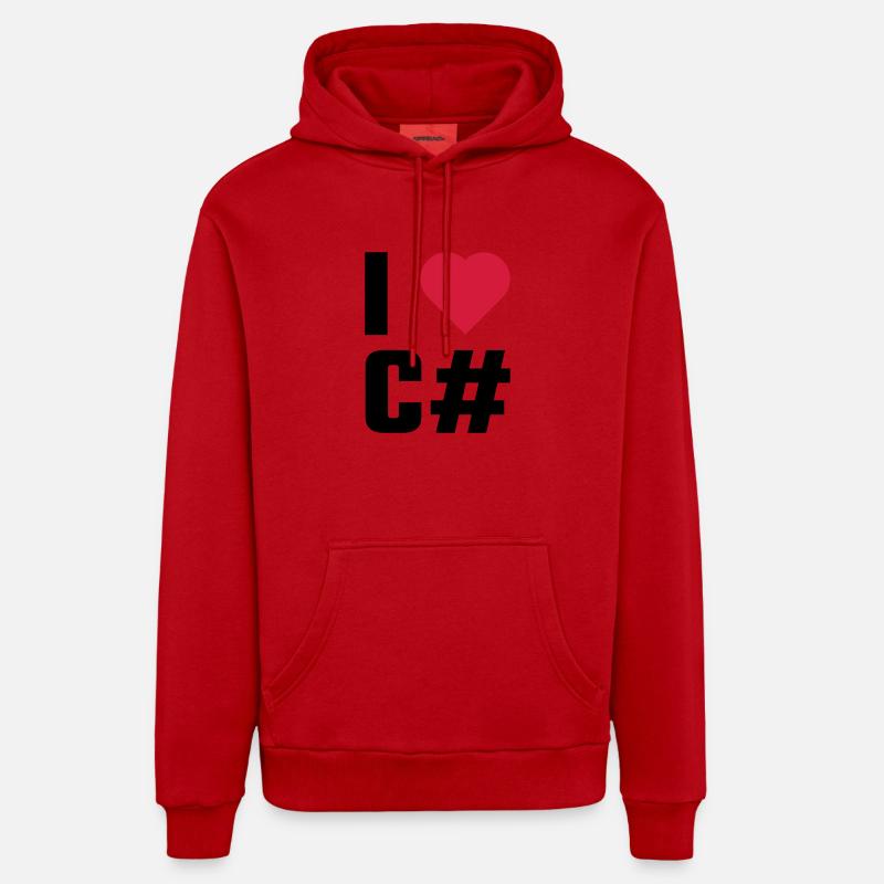 J'aime C # - Sweat à capuche bio décontracté fabriqué en UE - rouge