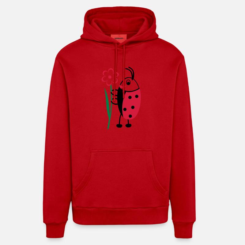 Coccinelle avec fleurs - Sweat à capuche bio décontracté fabriqué en UE - rouge