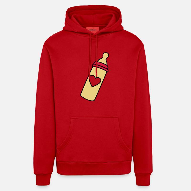 biberon coeur - Sweat à capuche bio décontracté fabriqué en UE - rouge