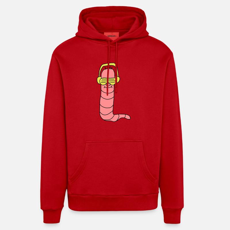 Cool Party Worm DJ - Sweat à capuche bio décontracté fabriqué en UE - rouge