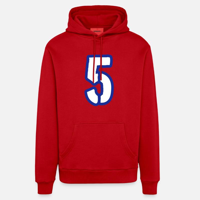 5 Symbole numérique - Sweat à capuche bio décontracté fabriqué en UE - rouge