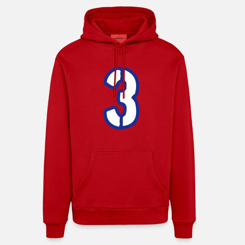 3 Symbole numérique - Sweat à capuche bio décontracté fabriqué en UE - rouge