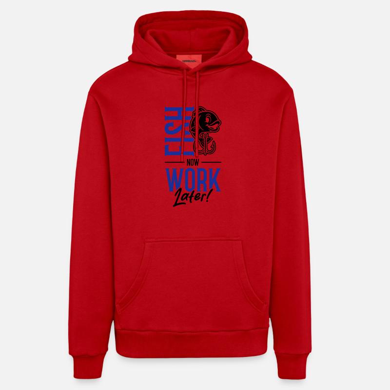 Pêche Dicton Pêche Travail - Sweat à capuche bio décontracté fabriqué en UE - rouge