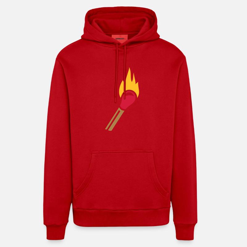 flamme d'allumette - Sweat à capuche bio décontracté fabriqué en UE - rouge