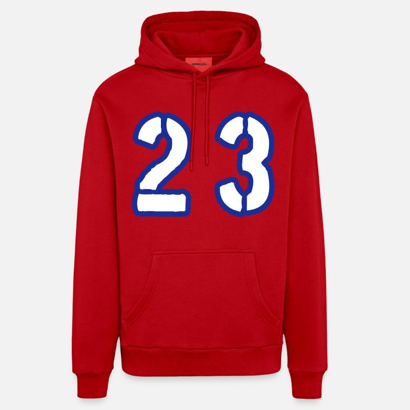23 Symbole numérique - Sweat à capuche bio décontracté fabriqué en UE - rouge