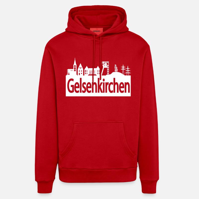 Skyline Gelsenkirchen - Sweat à capuche bio décontracté fabriqué en UE - rouge