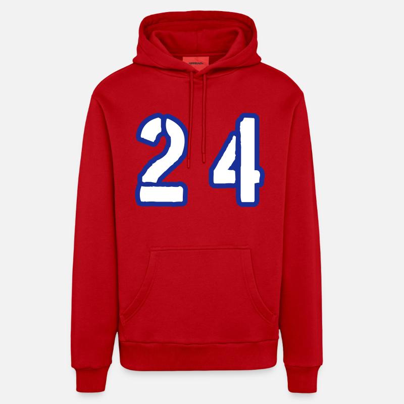 24 Symbole numérique - Sweat à capuche bio décontracté fabriqué en UE - rouge