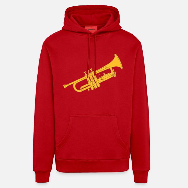 Cuivres trompette 2 - Sweat à capuche bio décontracté fabriqué en UE - rouge