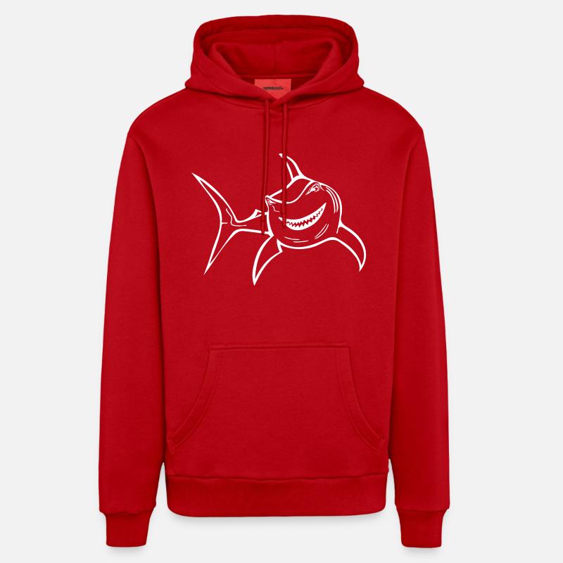 Requin drôle - Sweat à capuche bio décontracté fabriqué en UE - rouge