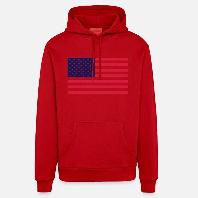 drapeau americain - Sweat à capuche bio décontracté fabriqué en UE - rouge