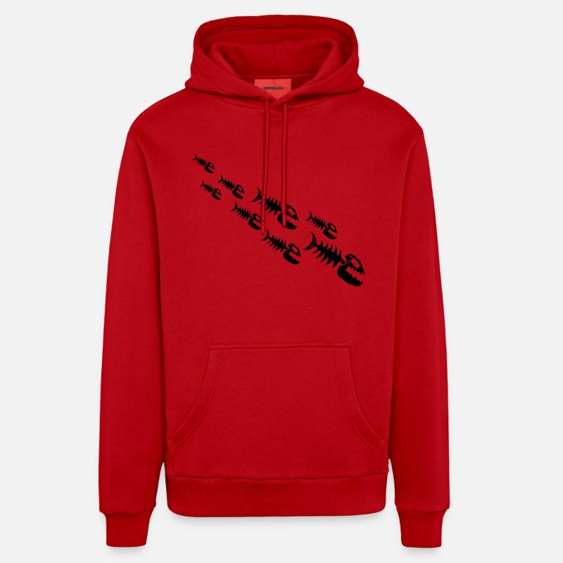 Fish Bone Monsters - Sweat à capuche bio décontracté fabriqué en UE - rouge
