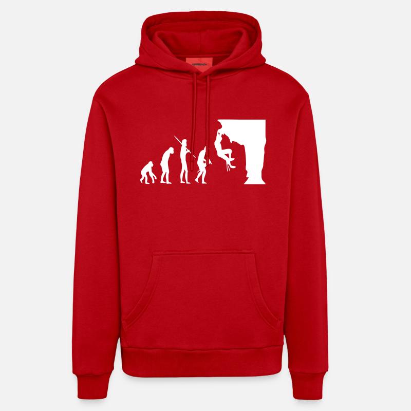 Climbing Evolution - Sweat à capuche bio décontracté fabriqué en UE - rouge