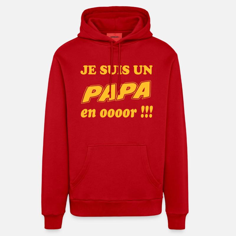 Un papa en ooooor - Sweat à capuche bio décontracté fabriqué en UE - rouge