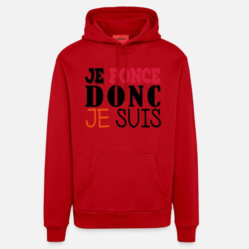 Je ponce donc je suis - Sweat à capuche bio décontracté fabriqué en UE - rouge