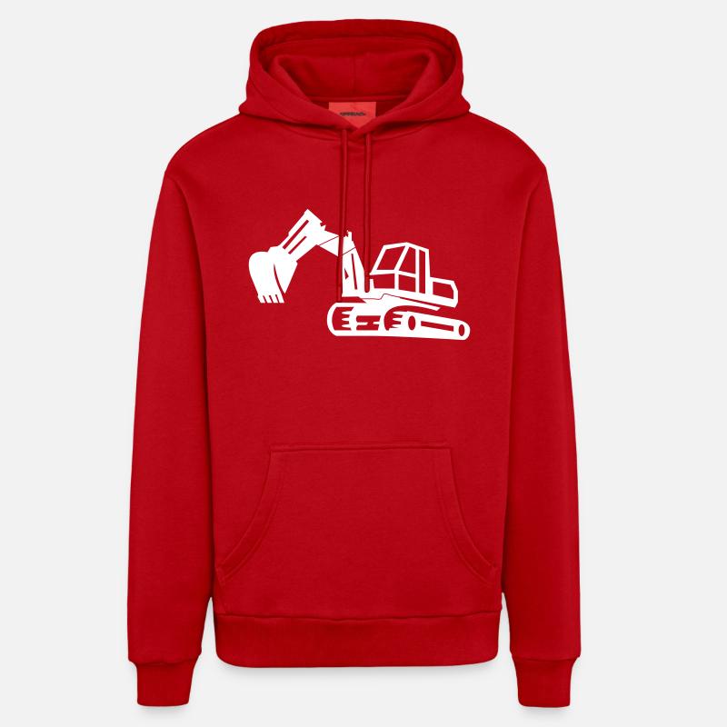 excavatrice - Sweat à capuche bio décontracté fabriqué en UE - rouge