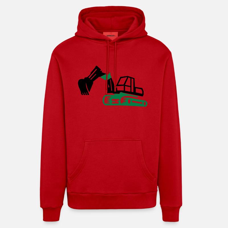 Excavatrice - Sweat à capuche bio décontracté fabriqué en UE - rouge
