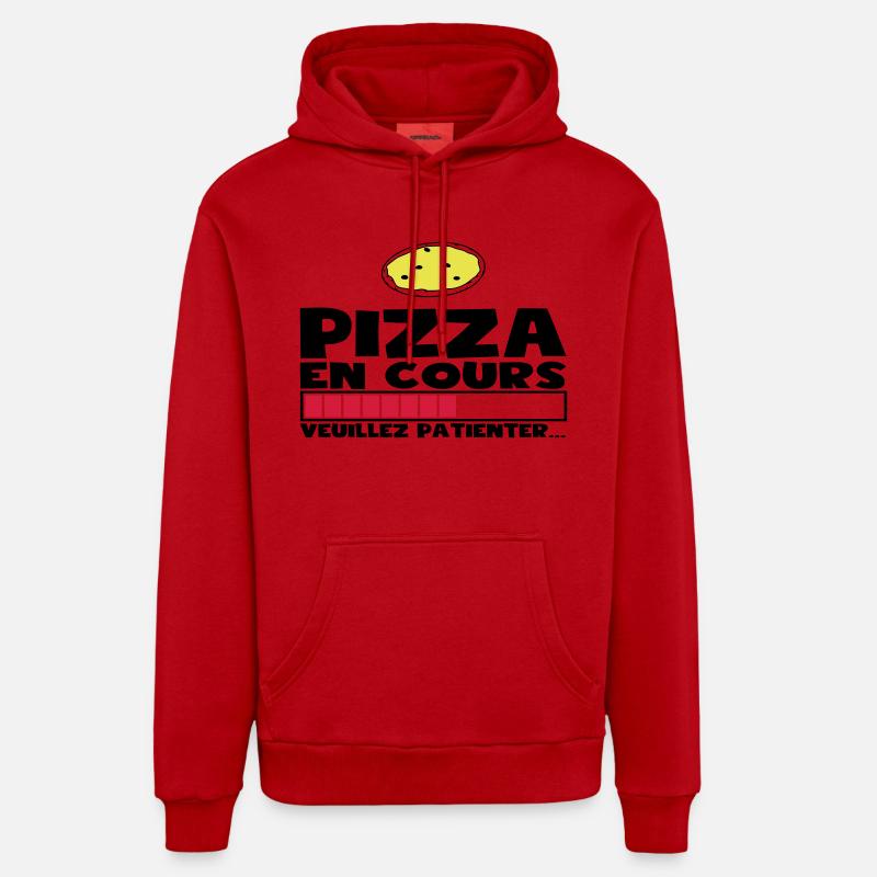 PIZZA EN COURS(+dessin) - Sweat à capuche bio décontracté fabriqué en UE - rouge