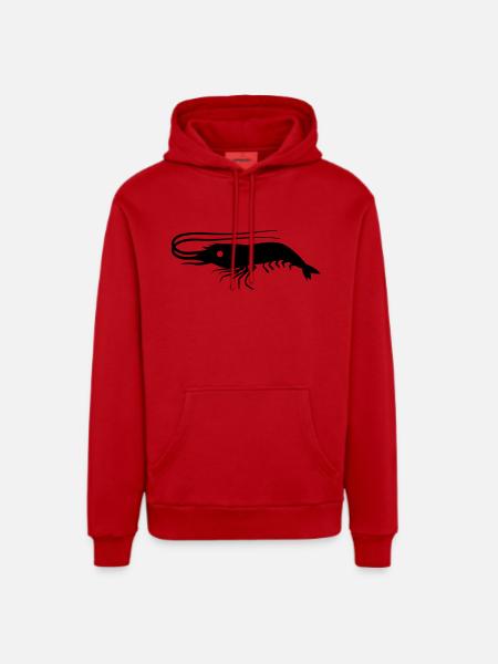 single shrimp prawn with antennae - Organic Relaxed Hoodie Made in EU - red