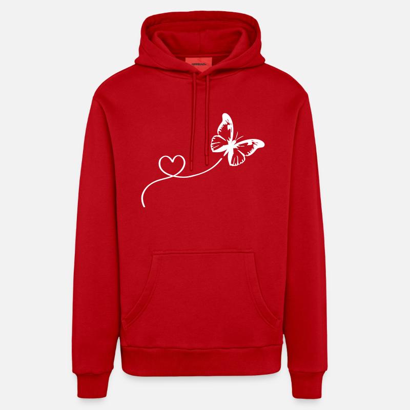 Amour papillon - Sweat à capuche bio décontracté fabriqué en UE - rouge