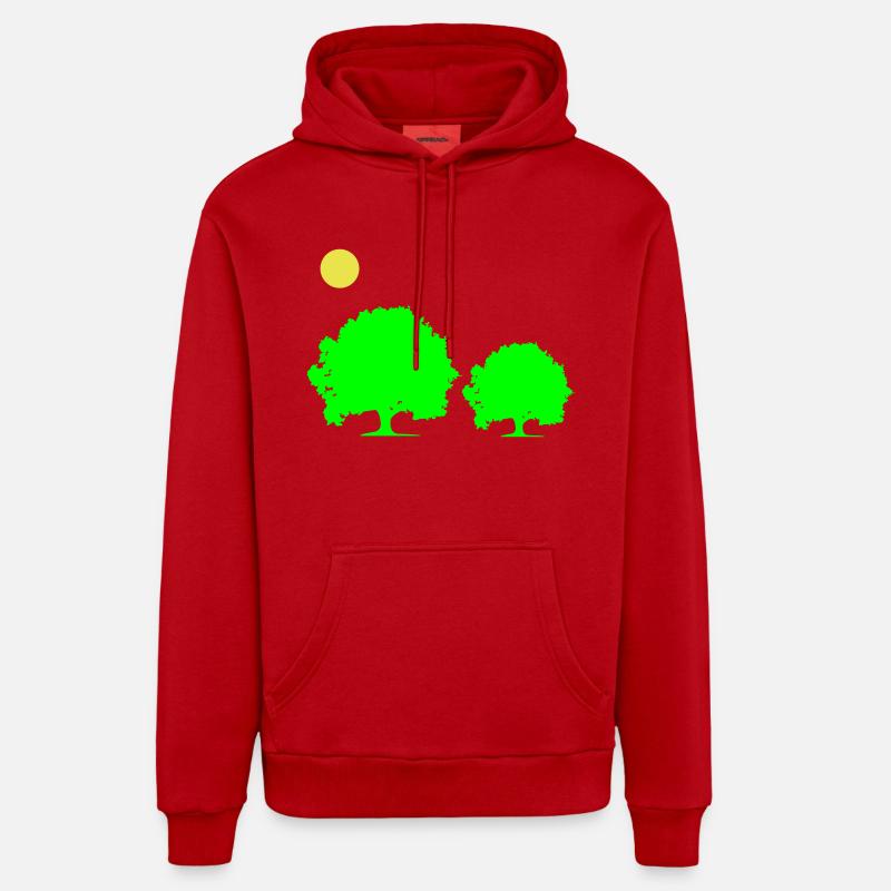 arbres soleil - Sweat à capuche bio décontracté fabriqué en UE - rouge