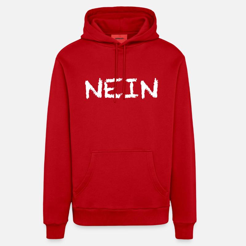Non, blanc - Sweat à capuche bio décontracté fabriqué en UE - rouge