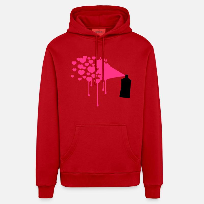 Graffiti de coeur - Sweat à capuche bio décontracté fabriqué en UE - rouge