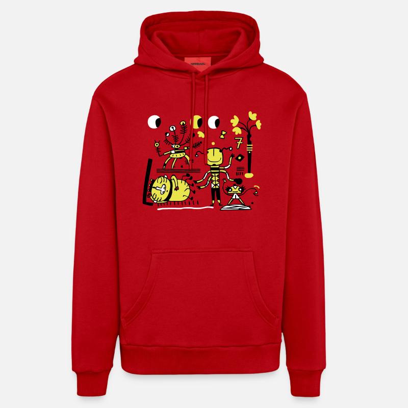 univers - Sweat à capuche bio décontracté fabriqué en UE - rouge