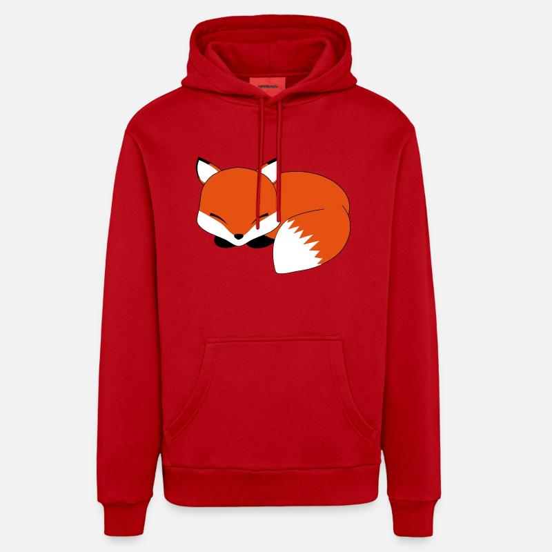 fox Sleeping - Sweat à capuche bio décontracté fabriqué en UE - rouge