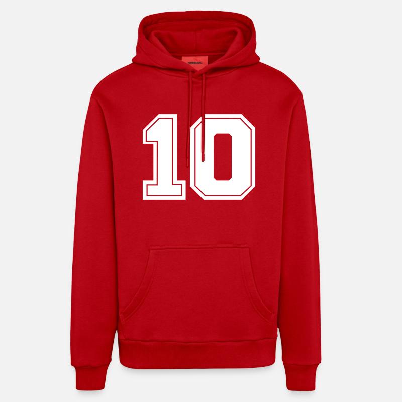 Numéro 10 - Sweat à capuche bio décontracté fabriqué en UE - rouge