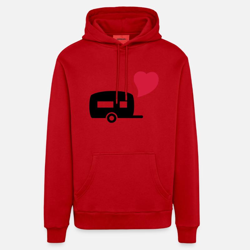 camping_love - Sweat à capuche bio décontracté fabriqué en UE - rouge