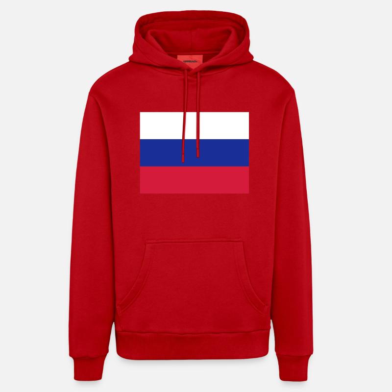 drapeau_russie - Sweat à capuche bio décontracté fabriqué en UE - rouge