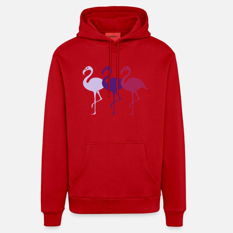flamingos_001 - Sweat à capuche bio décontracté fabriqué en UE - rouge