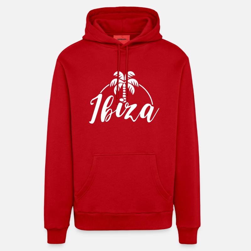 Ibiza Palm - Sweat à capuche bio décontracté fabriqué en UE - rouge