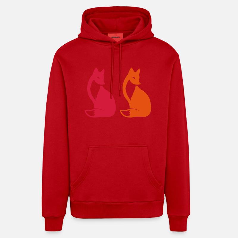 Renard 2 - Sweat à capuche bio décontracté fabriqué en UE - rouge