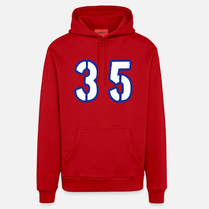 35 Symbole numérique - Sweat à capuche bio décontracté fabriqué en UE - rouge