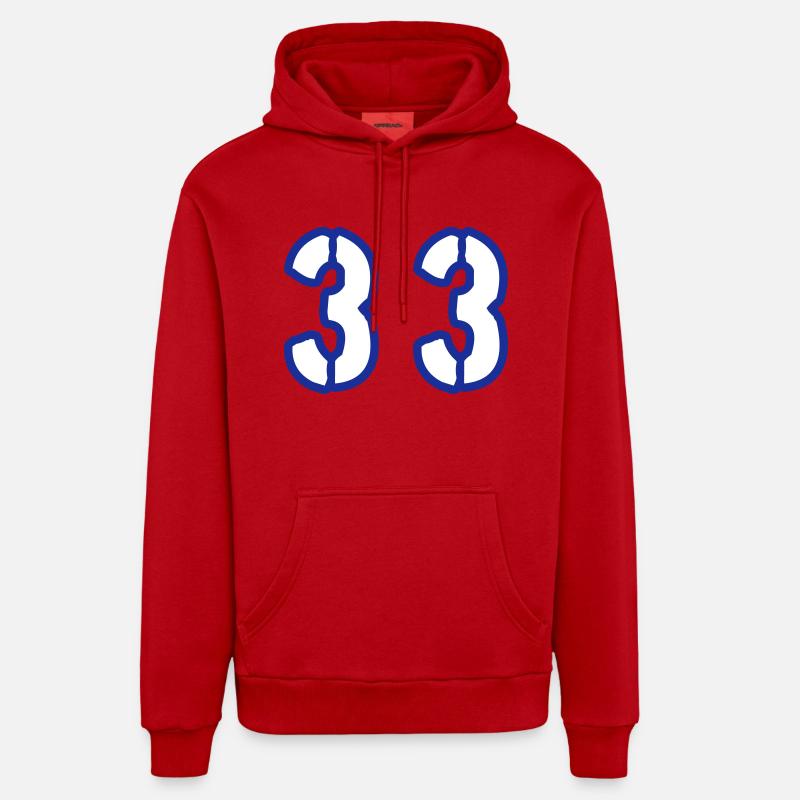33 Symbole numérique - Sweat à capuche bio décontracté fabriqué en UE - rouge