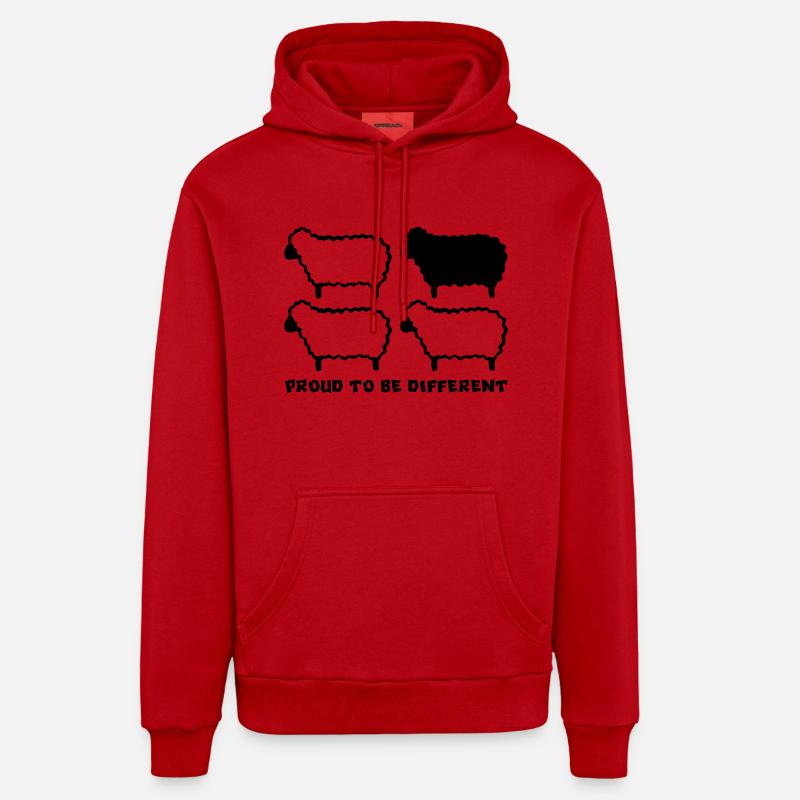 MOUTONS DIFFÉRENTS - 1C - Sweat à capuche bio décontracté fabriqué en UE - rouge