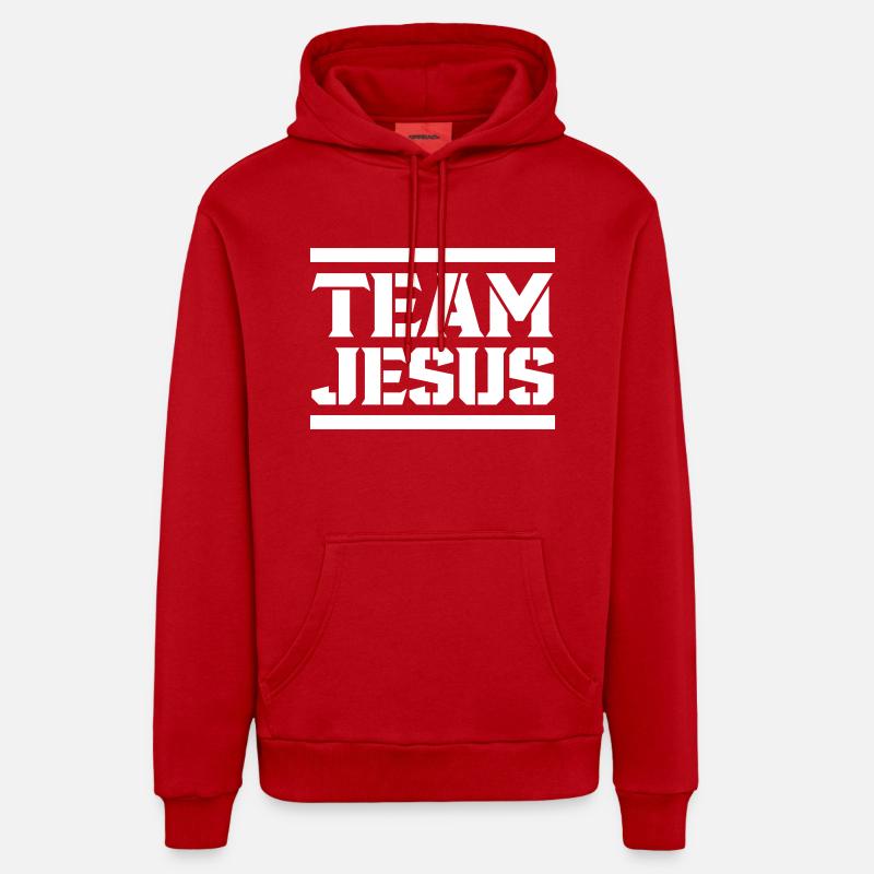 L’équipe de Jésus - Sweat à capuche bio décontracté fabriqué en UE - rouge