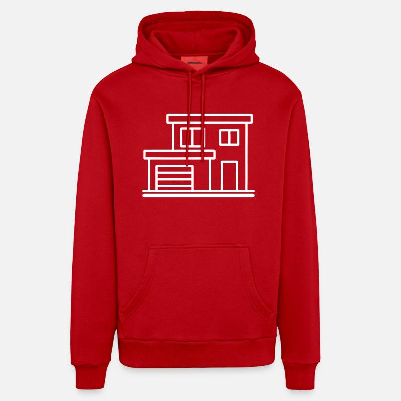 Maison Maison Bâtiment Symbole - Sweat à capuche bio décontracté fabriqué en UE - rouge