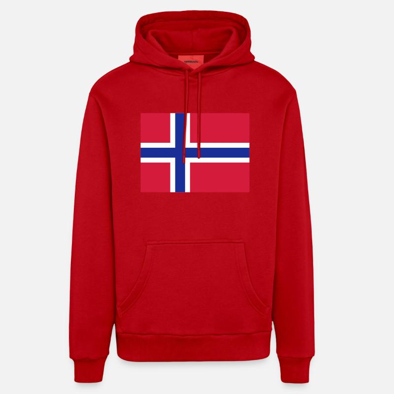 norway flag - Sweat à capuche bio décontracté fabriqué en UE - rouge