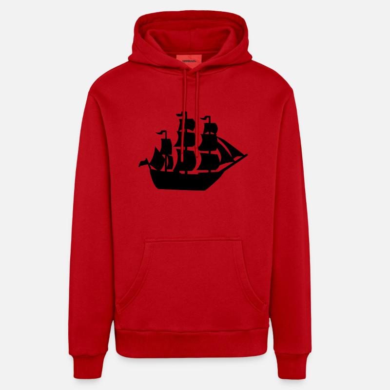 Bateau - Sweat à capuche bio décontracté fabriqué en UE - rouge