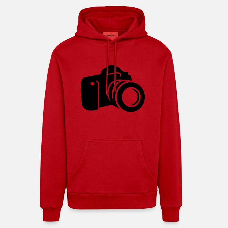 Caméra - Sweat à capuche bio décontracté fabriqué en UE - rouge