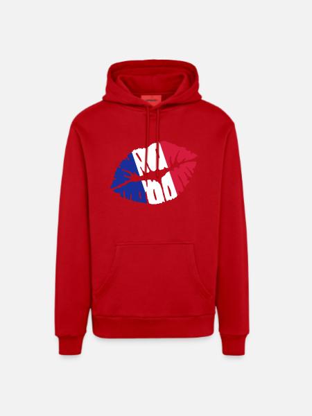 France - Sweat à capuche bio décontracté fabriqué en UE - rouge