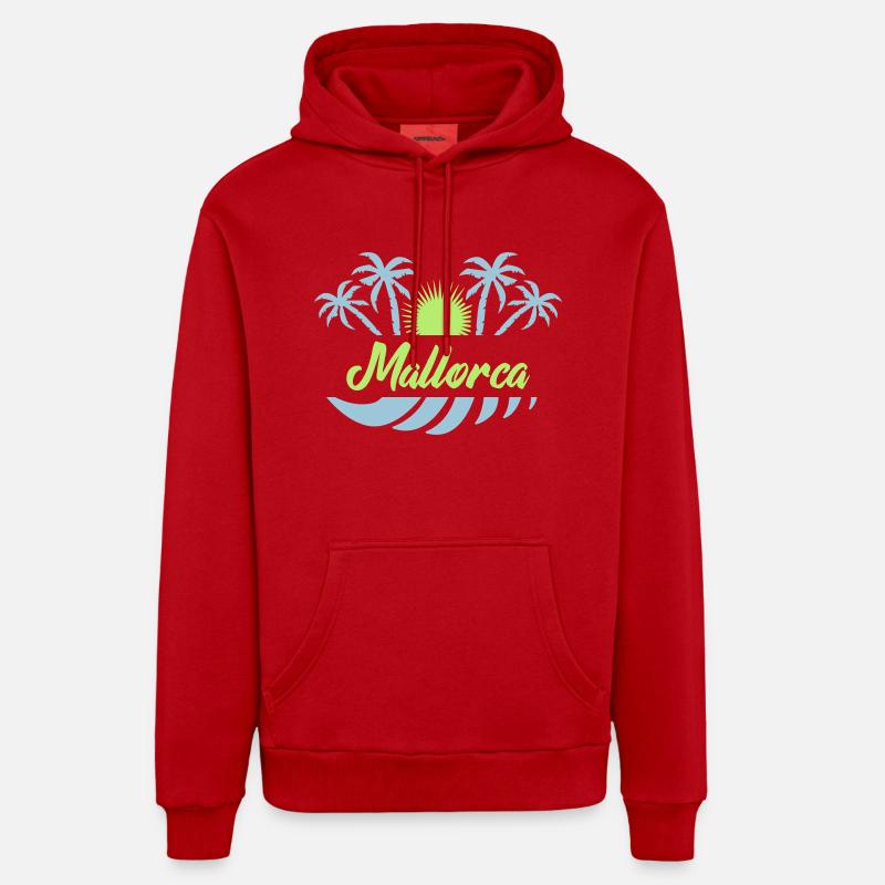 Majorque 02 - Sweat à capuche bio décontracté fabriqué en UE - rouge