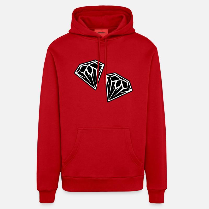 Logo symbole diamant - Sweat à capuche bio décontracté fabriqué en UE - rouge