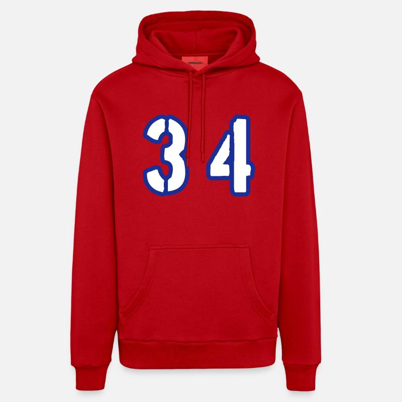 34 Symbole numérique - Sweat à capuche bio décontracté fabriqué en UE - rouge