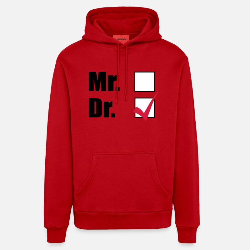 Doctorat - Sweat à capuche bio décontracté fabriqué en UE - rouge
