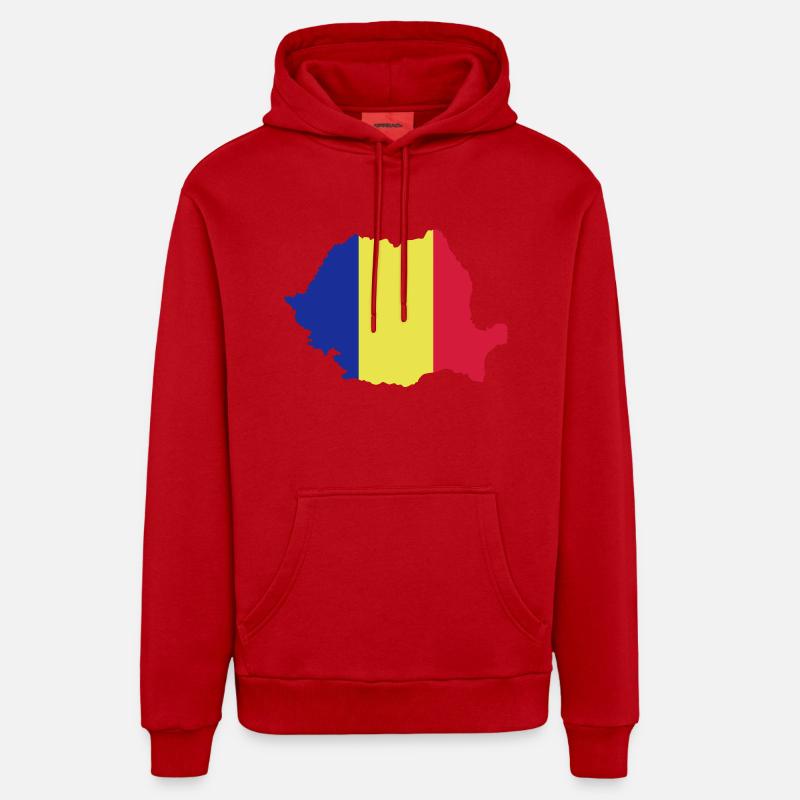 Roumanie - Sweat à capuche bio décontracté fabriqué en UE - rouge