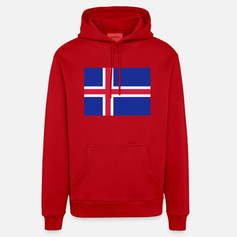 Iceland flag / Drapeau Islande - Sweat à capuche bio décontracté fabriqué en UE - rouge